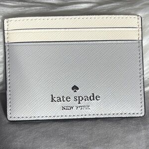 Kate Spade Two-Tone Gray and Cream Leather Card Case